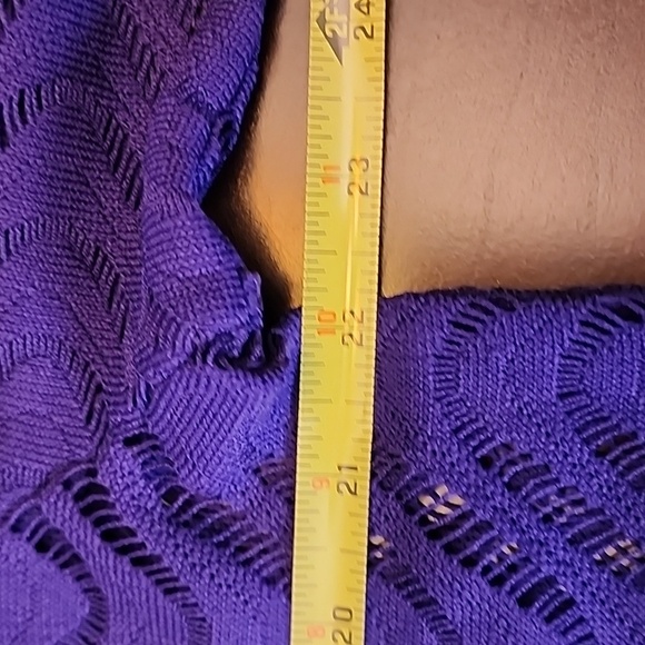 Chicos Size 3 Chevron 3/4 Sleeve Sweater Blue/Purple Wave pattern - Picture 6 of 8